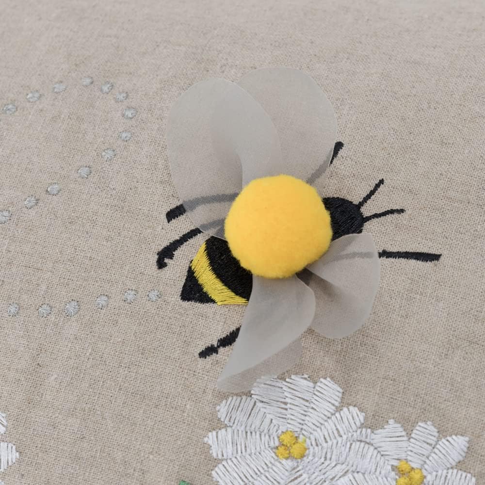 KINGROSE Honey Bee Throw Pillow Cover Flower Cushion Cover Embroidery Pillow Case for Sofa Bedroom Couch Living Room 14 X 24 Inches