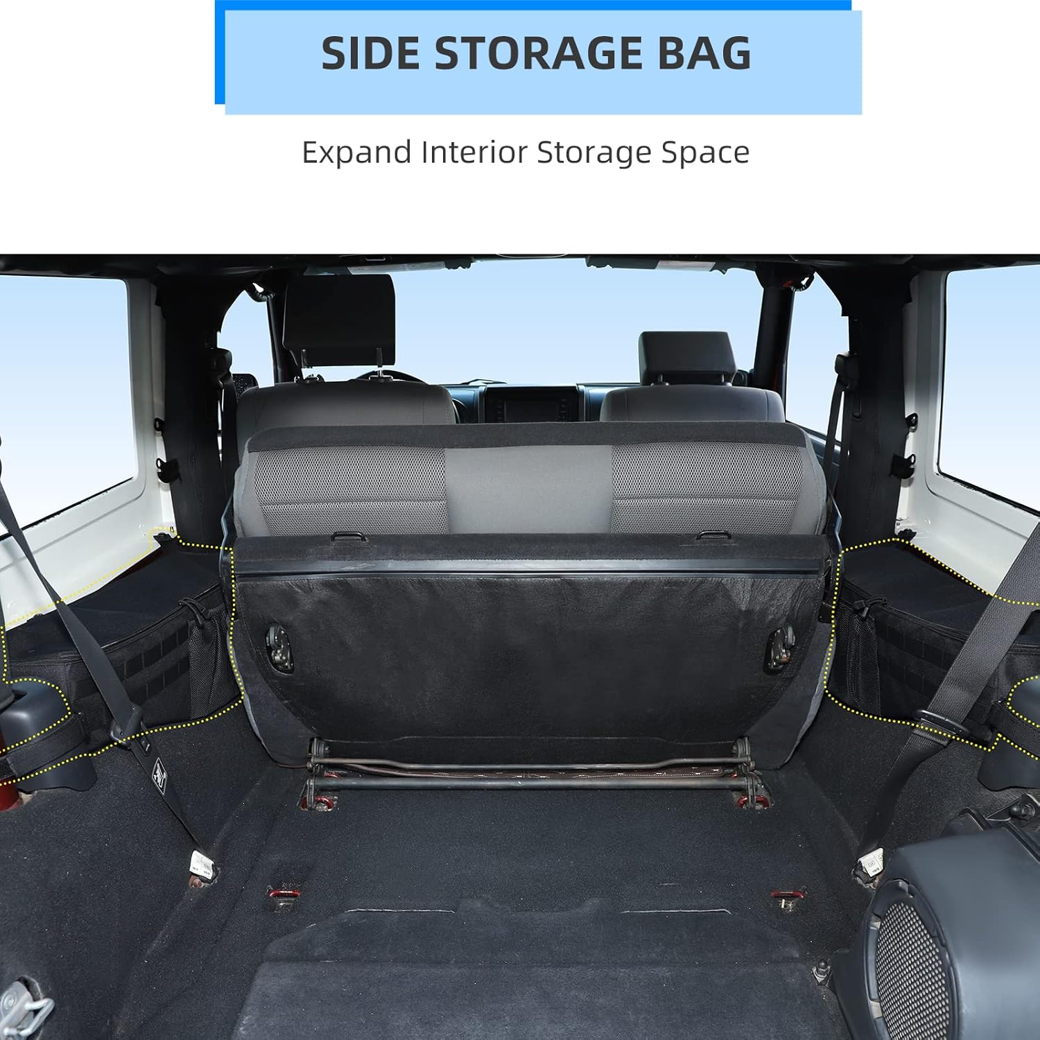 RT-TCZ Rear Trunk Organizer Storage Bag, Wheel Well Side Storage Pocket Interior Accessories for 2007-2017 Jeep Wrangler JK 2 Door, 2 PCS
