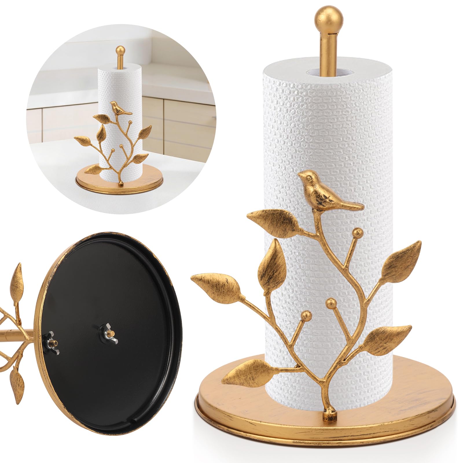 Portarrollos de cocina dorado de metal, accesorios de decoración para mesa y encimera