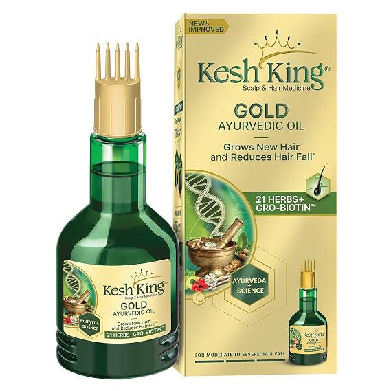 KESH KING Ayurvedic Hair Oil | Herbal Oil with Bhringraj & Amla | Enhance Hair Growth | Reduce Hairfall | Nourishes Scalp | Provides Long & Thick Hair | 3.38 Fl Oz/100ml