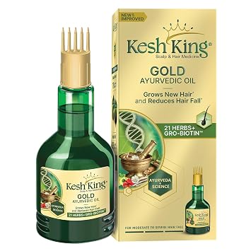 KESH KING Ayurvedic Hair Oil | Herbal Oil with Bhringraj & Amla | Enhance Hair Growth | Reduce Hairfall | Nourishes Scalp | Provides Long & Thick Hair | 3.38 Fl Oz/100ml