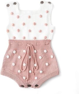 Simplee kids Baby Girl Knit Pompoms Romper Sleeveless Baby Girl Knit Clothes  - Compare price