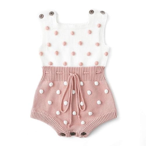 Simplee kids Baby Girl Knit Romper Fall Sleeveless Pompoms Rompers Newborn Little Girl Overall Jumpsuit Outfits