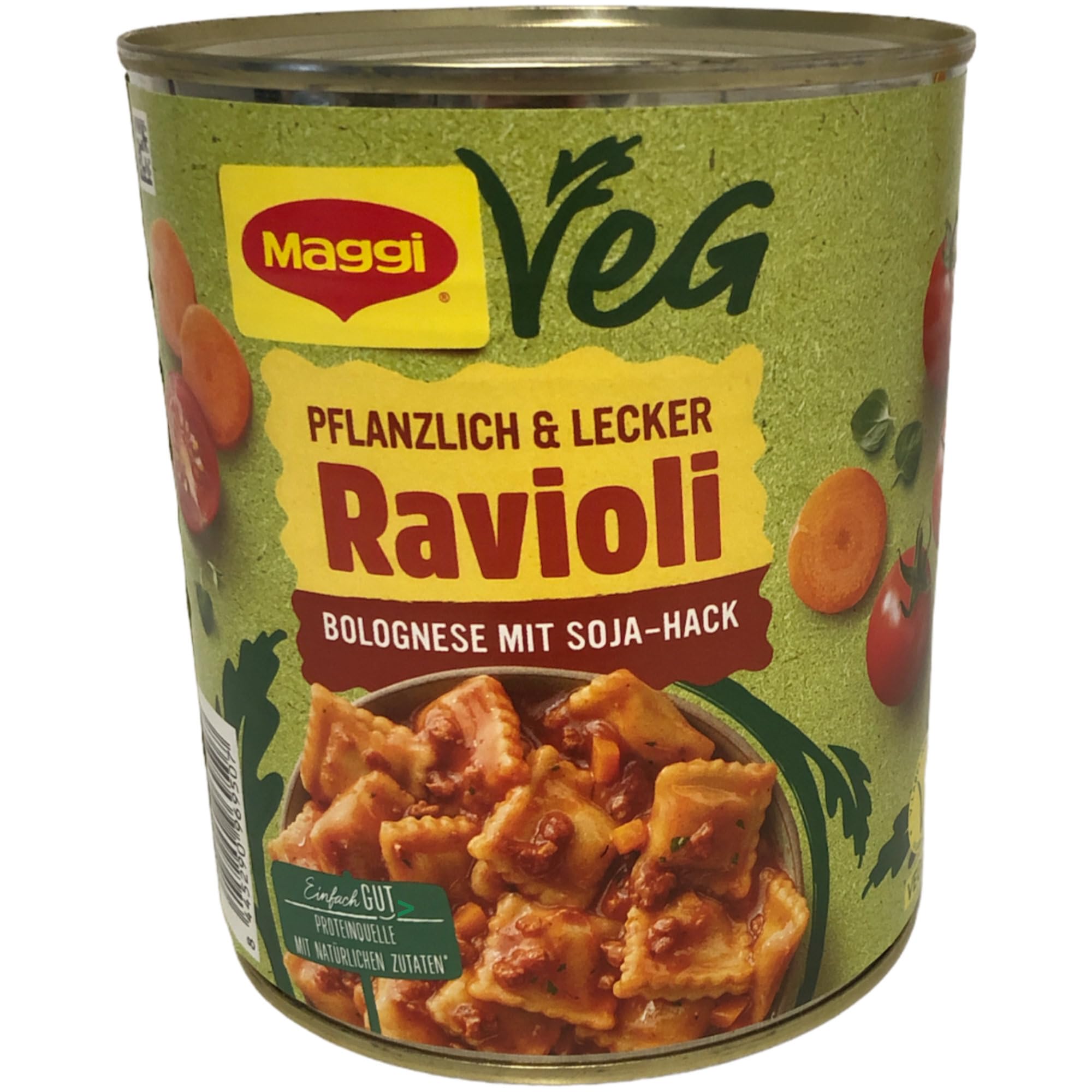 usy Bundle für Maggi Ravioli Bolognese mit Soja-Hack vegan 6er Pack (6x800g Dose) + usy Block