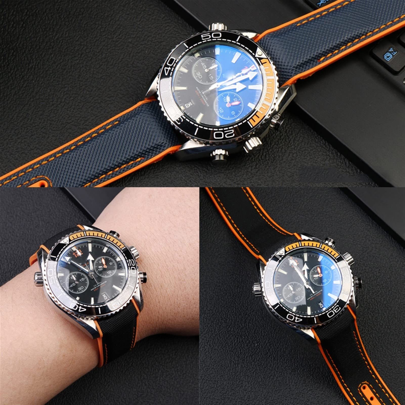 Bracelet De Montre En Caoutchouc Nylon Tissu 20mm 22mm Pour Omega Seamaster 300 Bracelets De Montre Océan Outils De Boucle Bracelet En Silicone