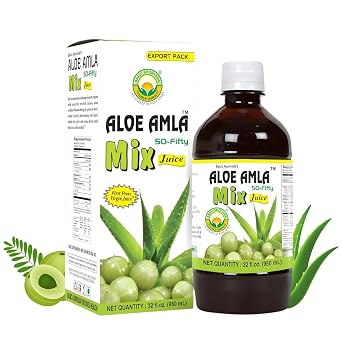 Basic Ayurveda Aloe Vera & Amla Herbal Mix Juice | 32.46 Fl Oz 960ml | Supports Digestion, Immunity & Detox | Rich in Natural Vitamin C | No Added Sugar | Gluten Free, Non-GMO & Vegan