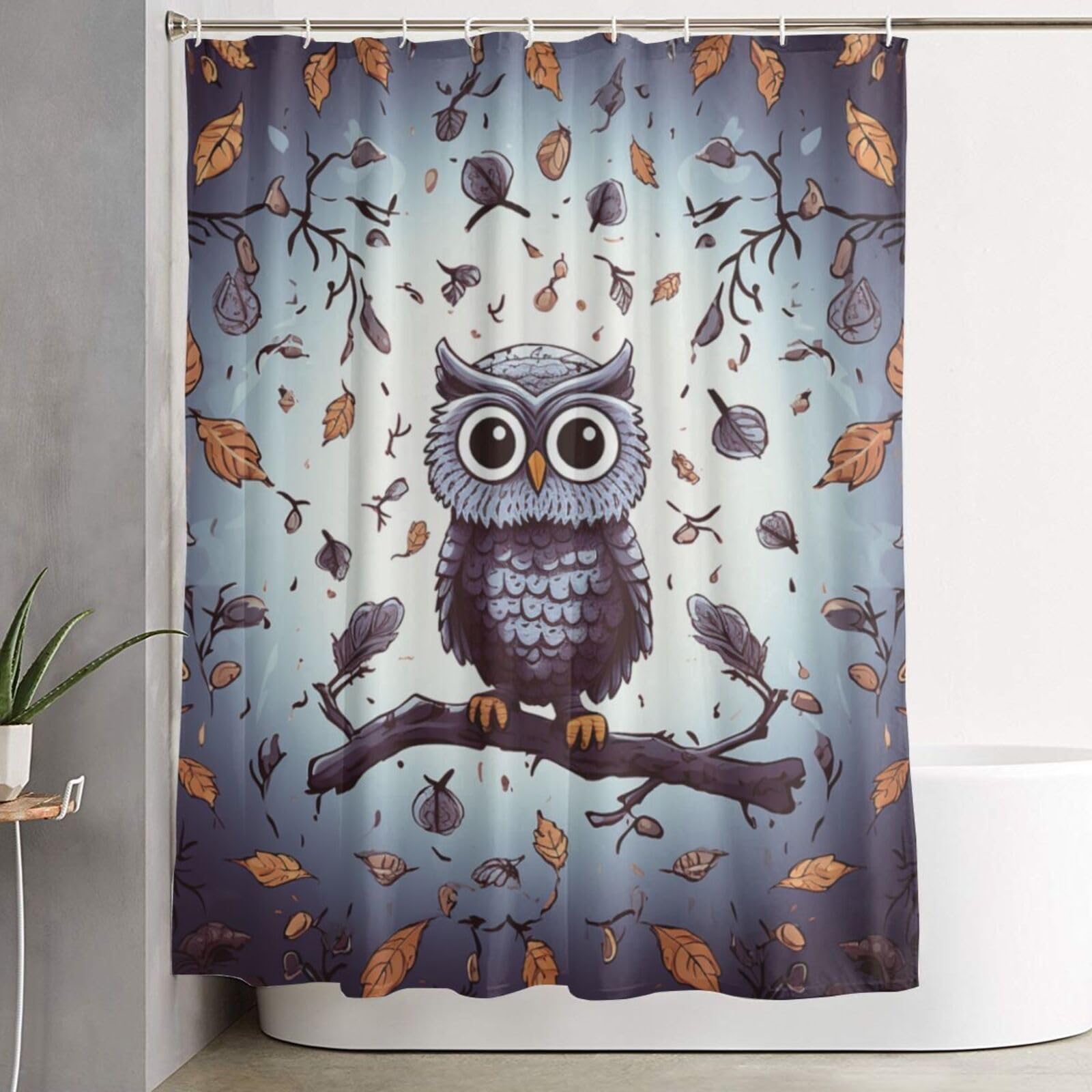 Rideau de douche style ferme hibou pour une décoration de salle de bain nature et chaleureuse