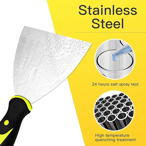 Miniatura 6 de Raspadores de masilla, cuchillo de 6 pulgadas, herramienta raspadora de metal para acabado de paneles de yeso, raspado de yeso, calcomanías y papel