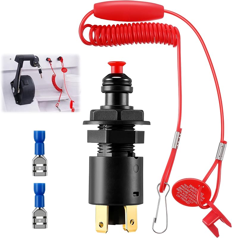 Marine Universal Emergency Cut Off Switch, Kill Switch for Boat, 12V DC Marine Kill Shut Off for Motorcycle ON Water & ATVs, Dual Circuit Ignition Cut Off (1 Set)