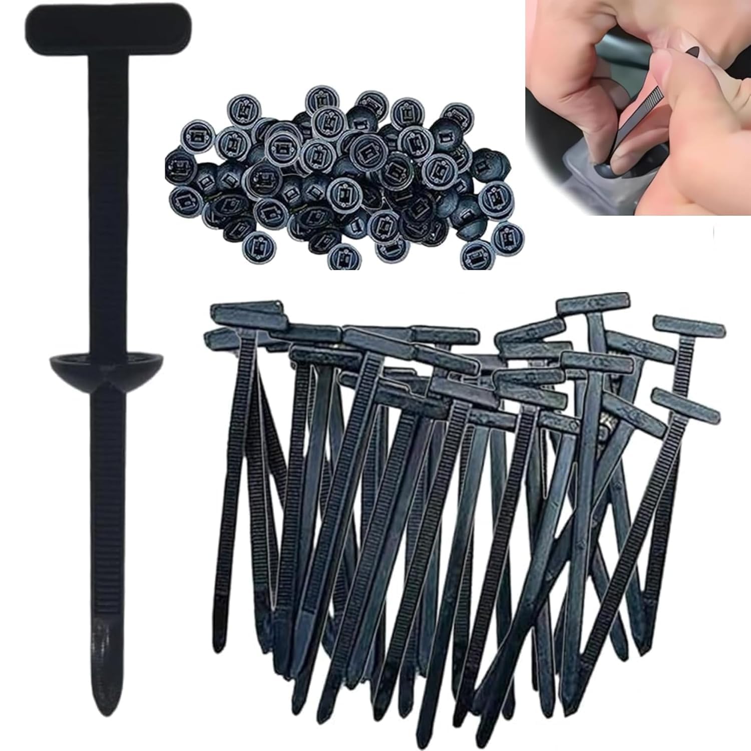 9UP® 50Pcs Universal Cable Tie Buckle | Heavy Duty Self-Locking Zip Tie Holder | Multipurpose Nylon Cable Tie Mount for Wire Management, Automotive, Home & Industrial Use (Black)-image-47