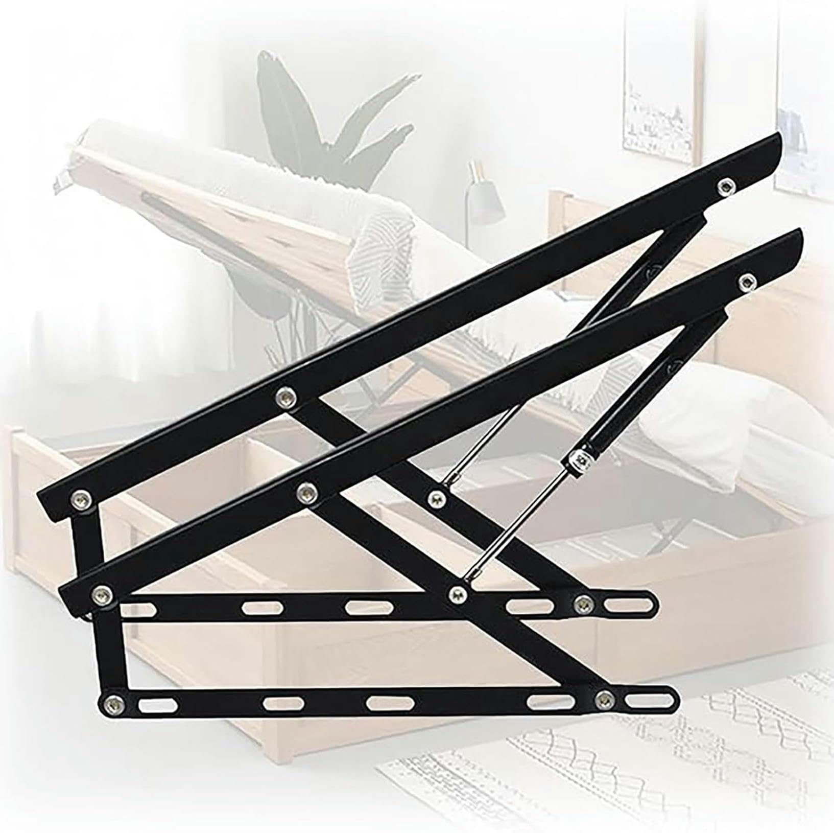 Set of 2 Gas Spring Bed Storage Lift Kit, Folding Bed Lifting Mechanism, Lift Up Storage Bed Frame Hinge Set, Pneumatic Heavy Duty Gas Spring Strut Hydraulic Bed Mechanism, 6 Sizes(110cm/3.6FT)