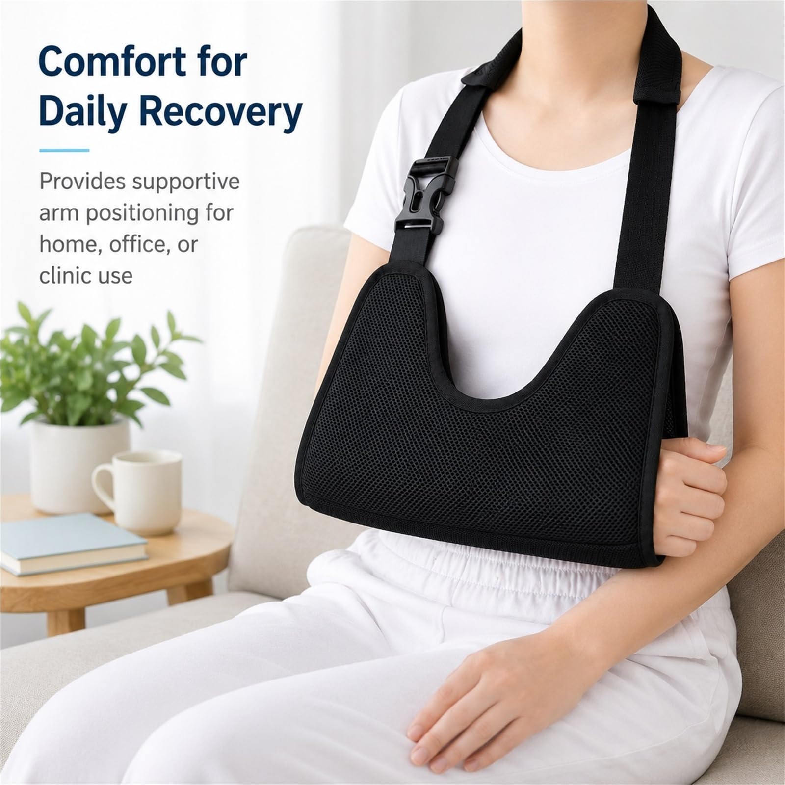 Cabestrillo para Brazo de Malla Transpirable e Inmovilizador de Hombro con Correas Ajustables para Lesiones de Manguito Rotador y Fracturas para Hombre y Mujer