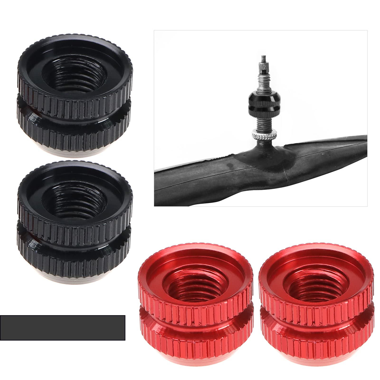 ANYKING Kit Complet De Valves De Vélo 17 Pièces : 4 Valves Dunlop à Flash + Adaptateur AV Pour Valve De Voiture + Embout De Valve + écrous De Valve