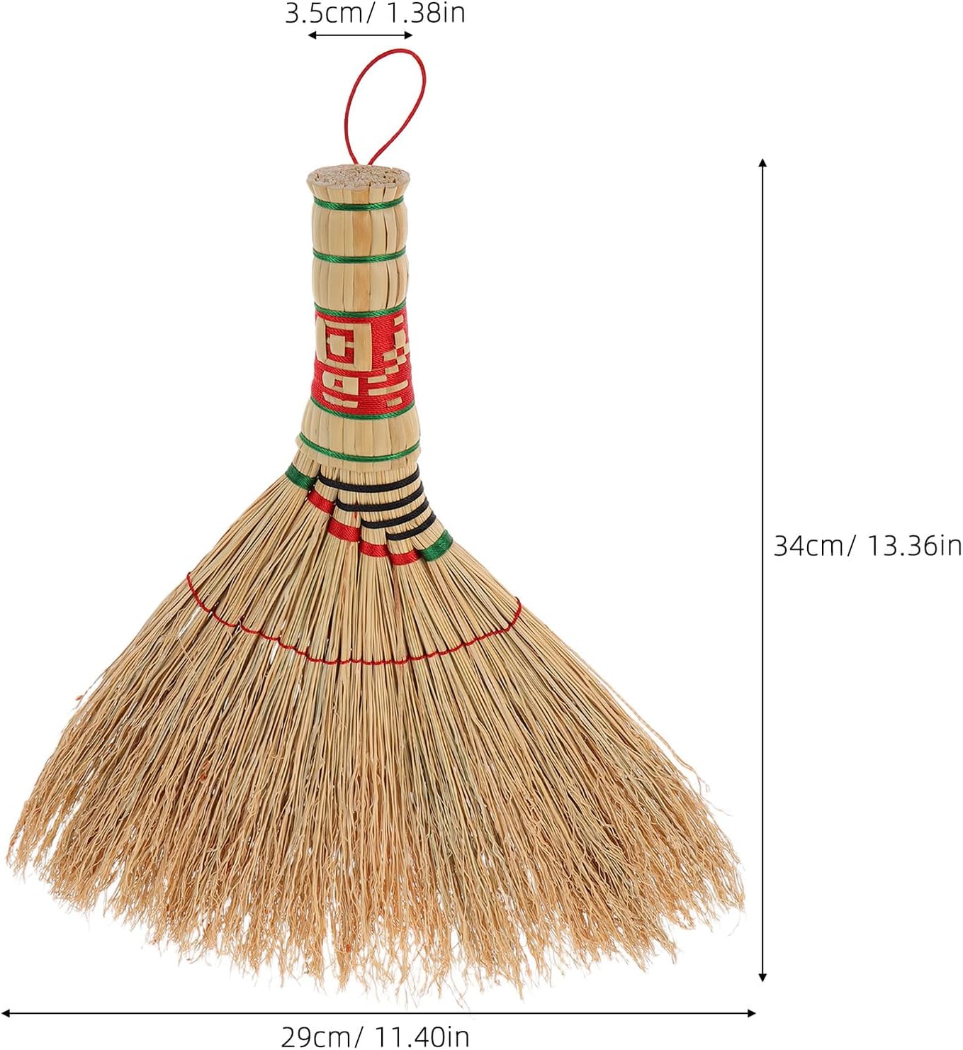 PATKAW Hand-Woven Small Straw Broom with Handle, Mini Indoor Sweeping Brush for Bed Sheet and Sofa Cleaning, Portable Household Hand Broom for Kitchen and Office Use