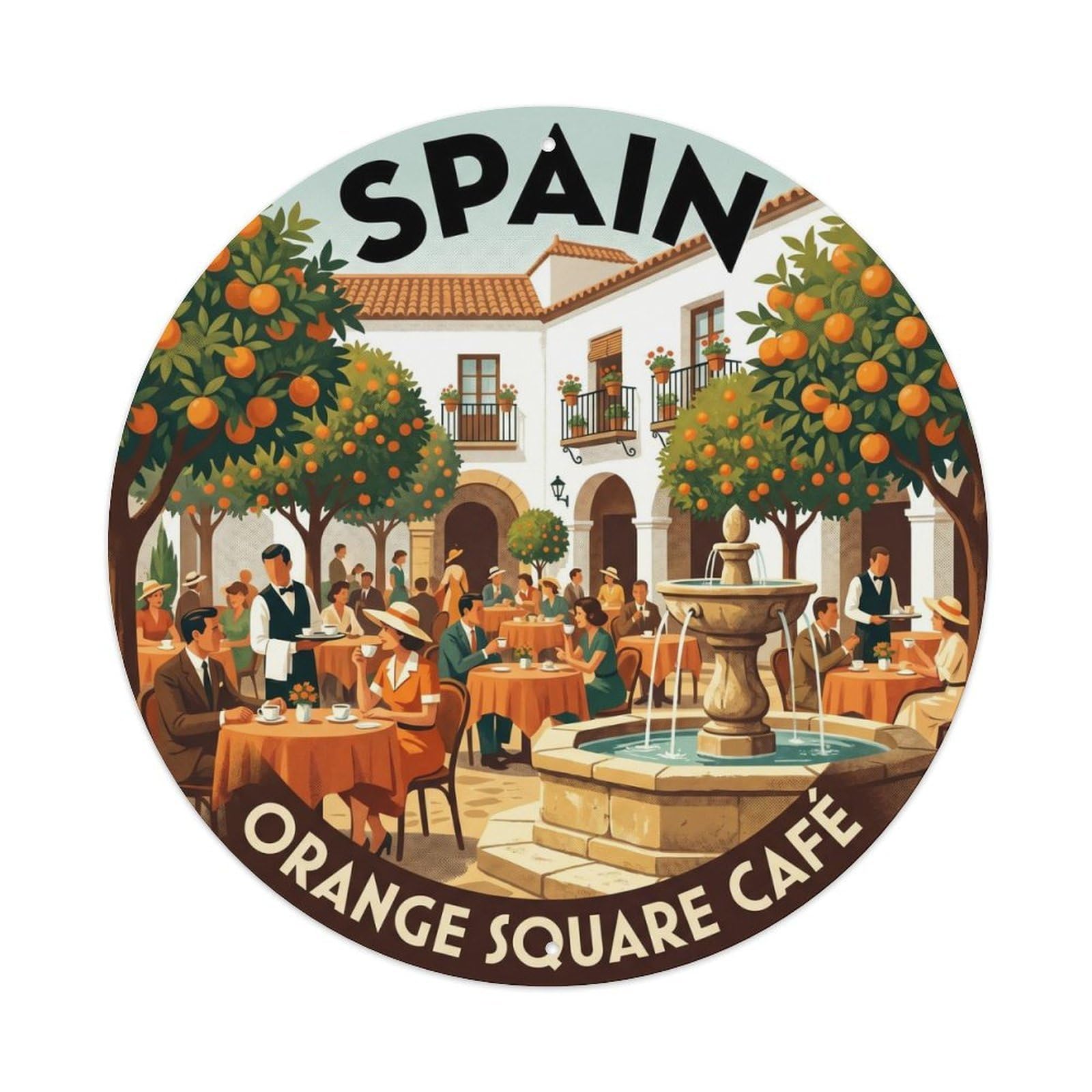 Marbella Orange Square Cafe Spain Cultural Travel Metal Tin Sign
