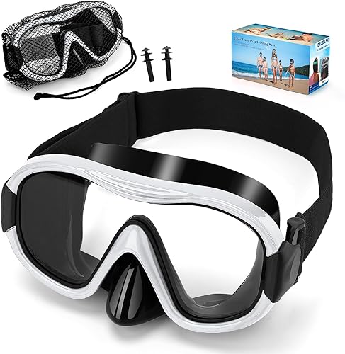 Miniatura 8 de Máscara de buceo, gafas de esnórquel antivaho profesionales, máscara de natación antifugas con correa ajustable suave y bolsa de malla, tapón para