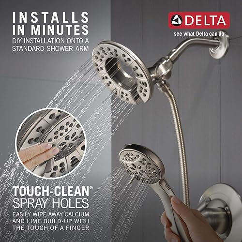 Miniatura 6 de Delta Arvo Serie 14 Juego de Grifería para Bañera y Ducha de Níquel Cepillado con Cabezal de Ducha Dual 2-en-1 In2ition con Combo de Rociador