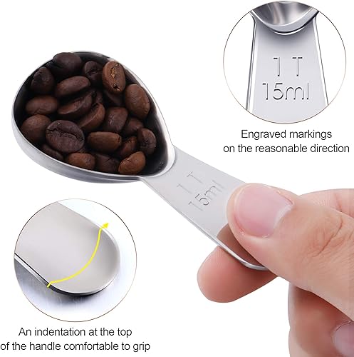 Miniatura 3 de Patelai Cuchara de café de 3 piezas, cucharas medidoras de acero inoxidable, cucharadas de café de mango corto para té, azúcar, cocina, regalos