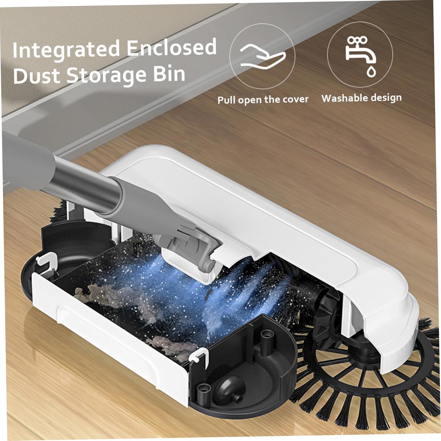 Push Sweeper Floor Sweeper, 2-in-1 360° Rotating Hand Push Sweeper, High Efficient Carpet Sweeper with Long Handle, Hanging Manual Vacuum Sweeper for Home Office