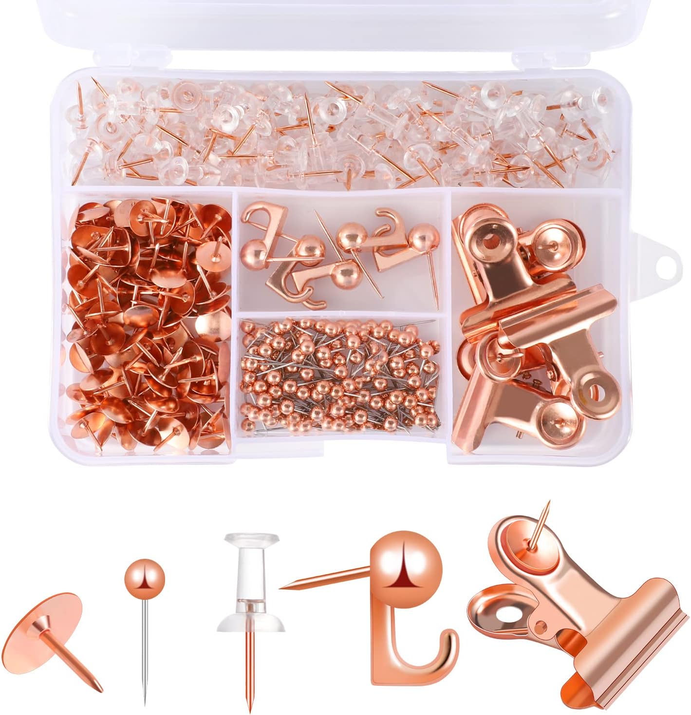 310 Pcs Rose Gold Push Pins Set