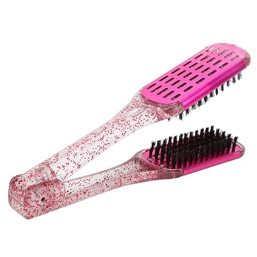 Miniatura 7 de YUYTE Cepillo de peine alisador de pelo de doble cara, abrazadera de peinado suave para alisar, desenredar y alisar el cabello, rojo rosa