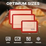 PrettyCare Silicone Baking Mat 3 Pack, Non Stick & Easy Clean Tapis Silicon Baking Sheet,Toaster Oven Liner, Reusable Baking Supplies for Pastry, Cookie, Macaroon Thick & Large 16.5" x 11"-RED