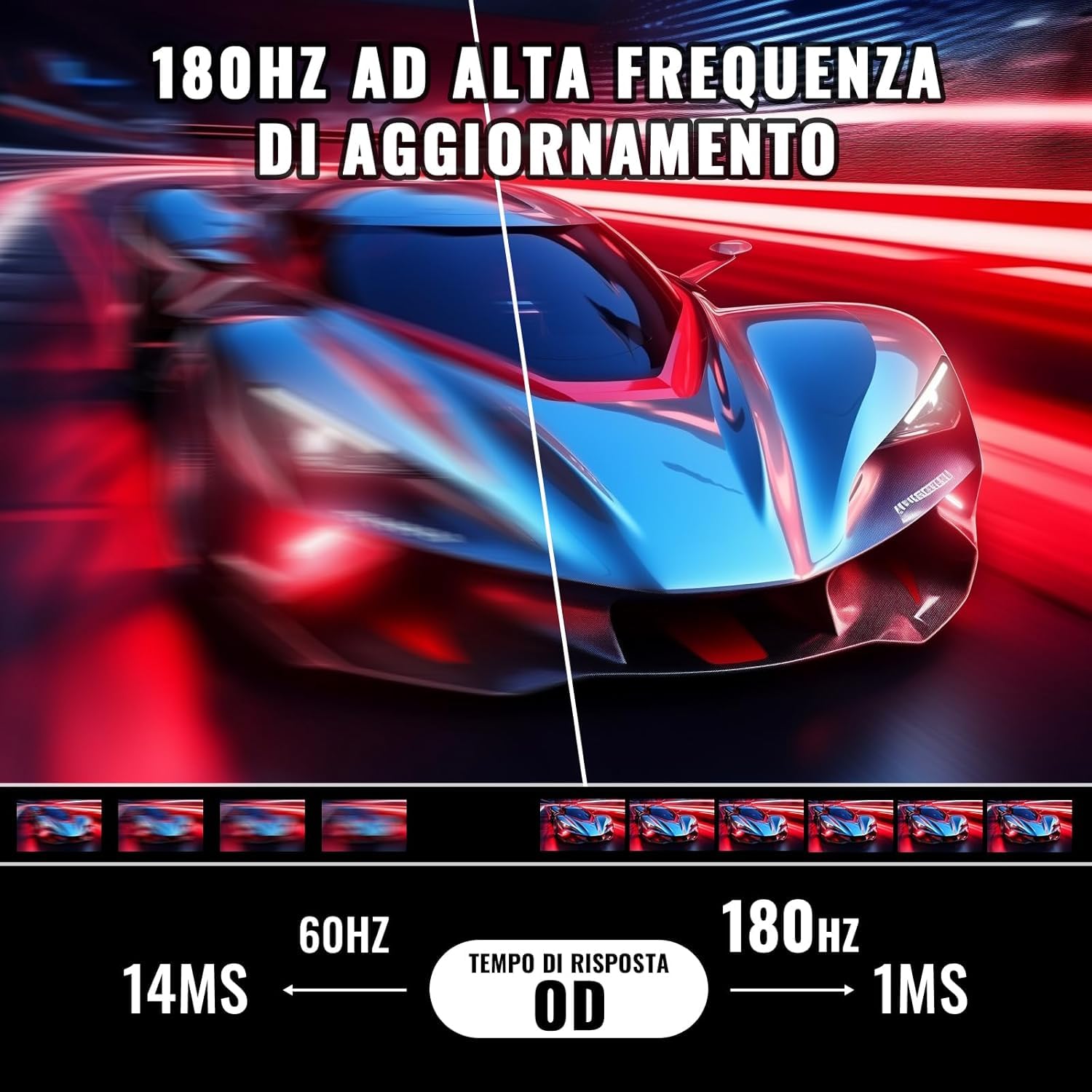 Minifire MFG24F4L Monitor Gaming 24 Pollici 180Hz, Full HD (1920x1080), PC Schermo IPS, 1ms, FreeSync, HDMI 1.4, DisplayPort 1.2, sRGB 110%, 300Nits, VESA, Inclinazione Regolabile, Eye Care