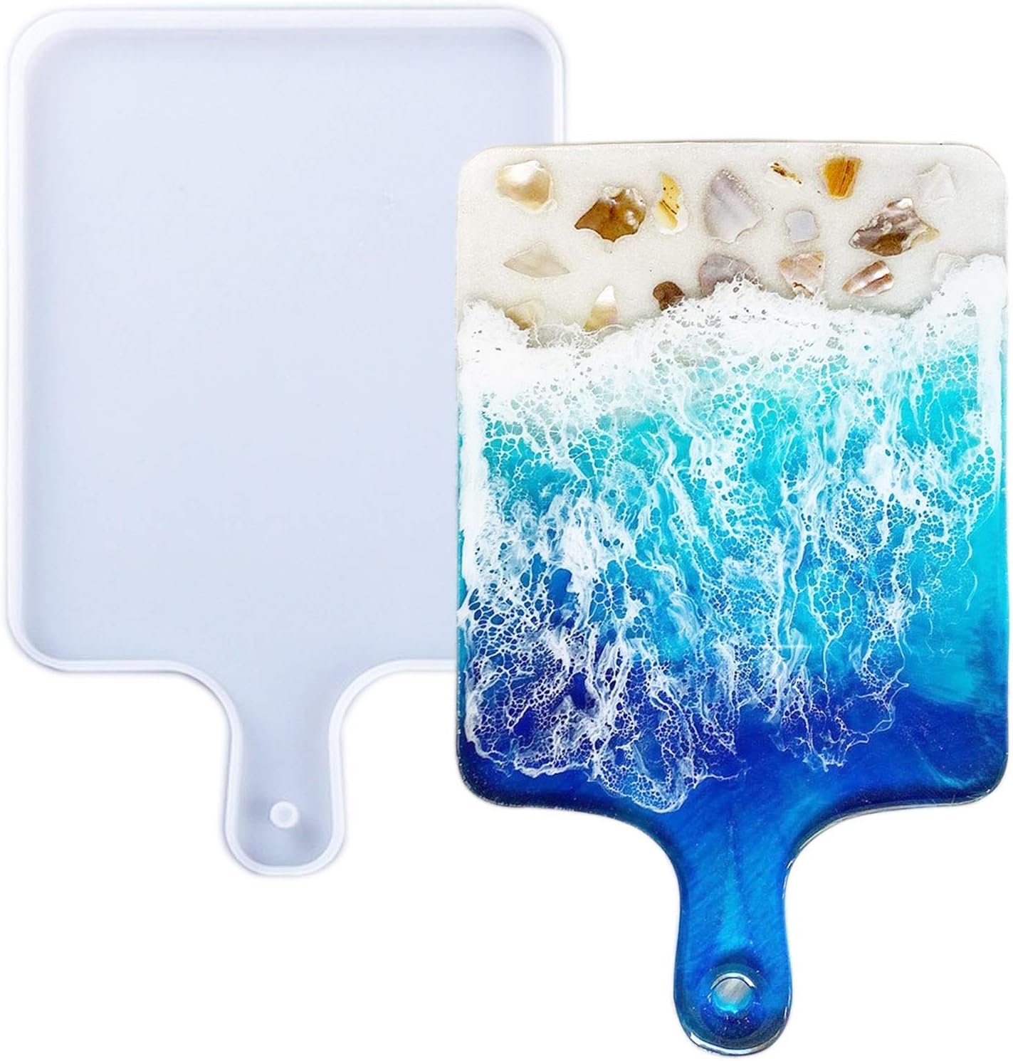Resin Silicone Tray Molds, Epoxy Casting Mold for DIY Large Rectangle Serving Cutting Board with Handle, Kitchen Essential for Home Decoration and Crafting