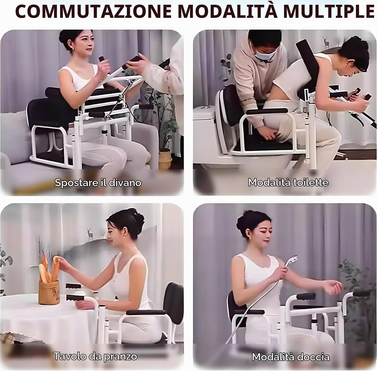 Sollevatore Idraulico per Pazienti con Mobilità Ridotta, Sedia Trasferimento Regolabile in Acciaio,Schienale e Sedile Divisi 180° con Vasino Portatile,Pedale Antiscivolo,Fino a 200 kg Blue