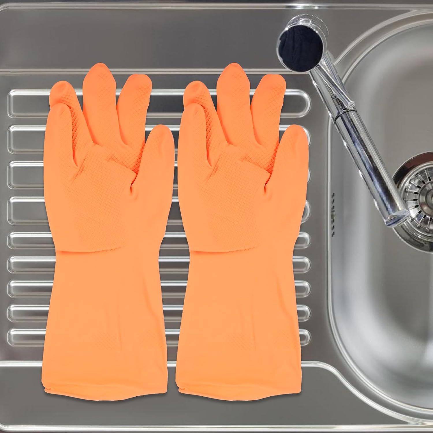 SUPVOX Reusable Latex Kitchen Dishwashing Gloves Non-slip Medium Size Household Cleaning Gloves 3 Pairs Colorful Set for Dish Cleaning and Food Prep