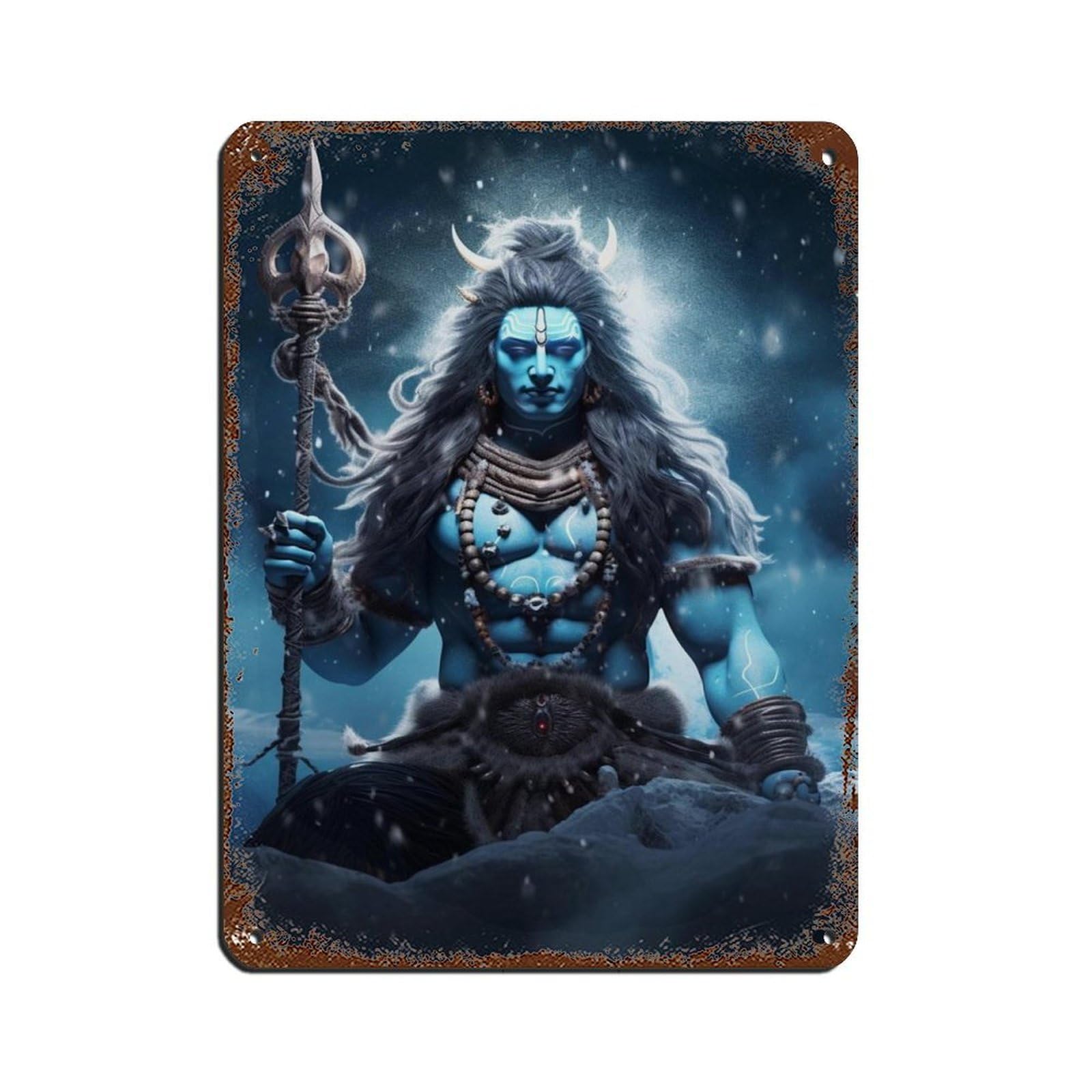 Hindu God Shiva Art (1) Tin Sign Vintage Metal Pub Club Cafe Bar Home Wall Art Decoration Poster Retro 12x16inch(30x40cm)