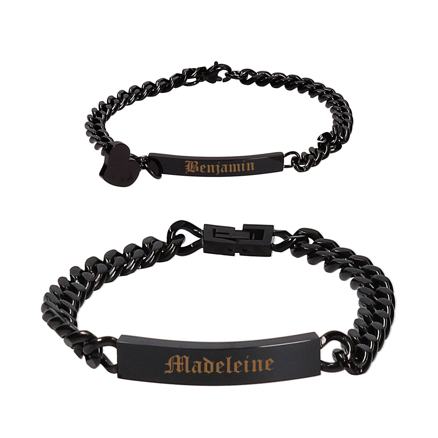 ID Edelstahl Armbänder mit Gravur nach Wunsch Partnerarmbänder Nr.3 mit Box NEU