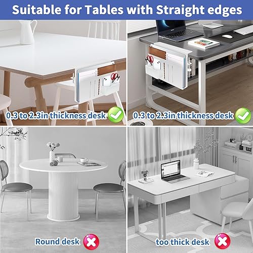 Miniatura 4 de Almacenamiento lateral de escritorio, soporte para laptop con soporte magnético para bolígrafo, organizador lateral de escritorio sin taladros para