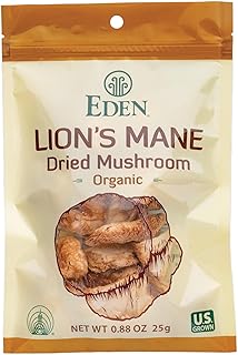 Eden Lion's Mane Dried Organic Mushroom, Hericium erinaceus, 0.88 oz (25g)