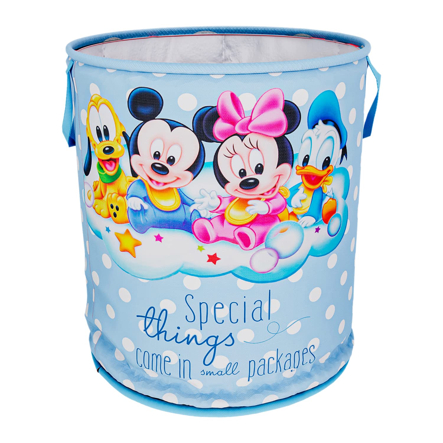 Kuber Industries Disney Mickey & Team Print Round Laundry Basket|Polyester Clothes Hamper|Waterproof & Foldable Round Laundry Bag with Handle,45 Ltr.(Sky Blue) (B0BF5PDHMF) Amazon Price History, Amazon Price Tracker
