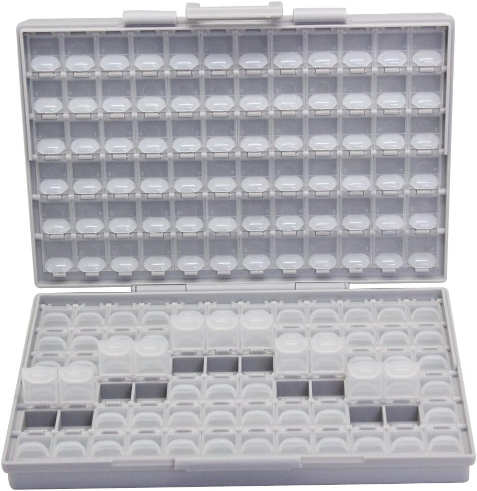 AideTek BOX-ALL Empty Enclosures 144 compartments with lids for SMD SMT Resistor Capacitor Organizer