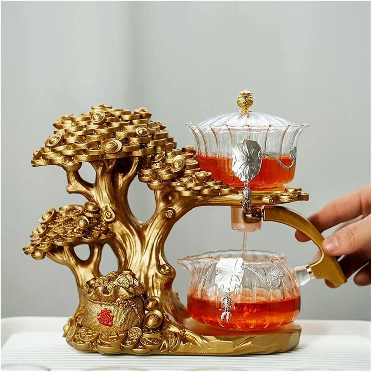 Glass Teapot Automatic Tea Set Heat-resistant Tea Infuser Magnetic Suction Making Pot Tea Coffee Maker