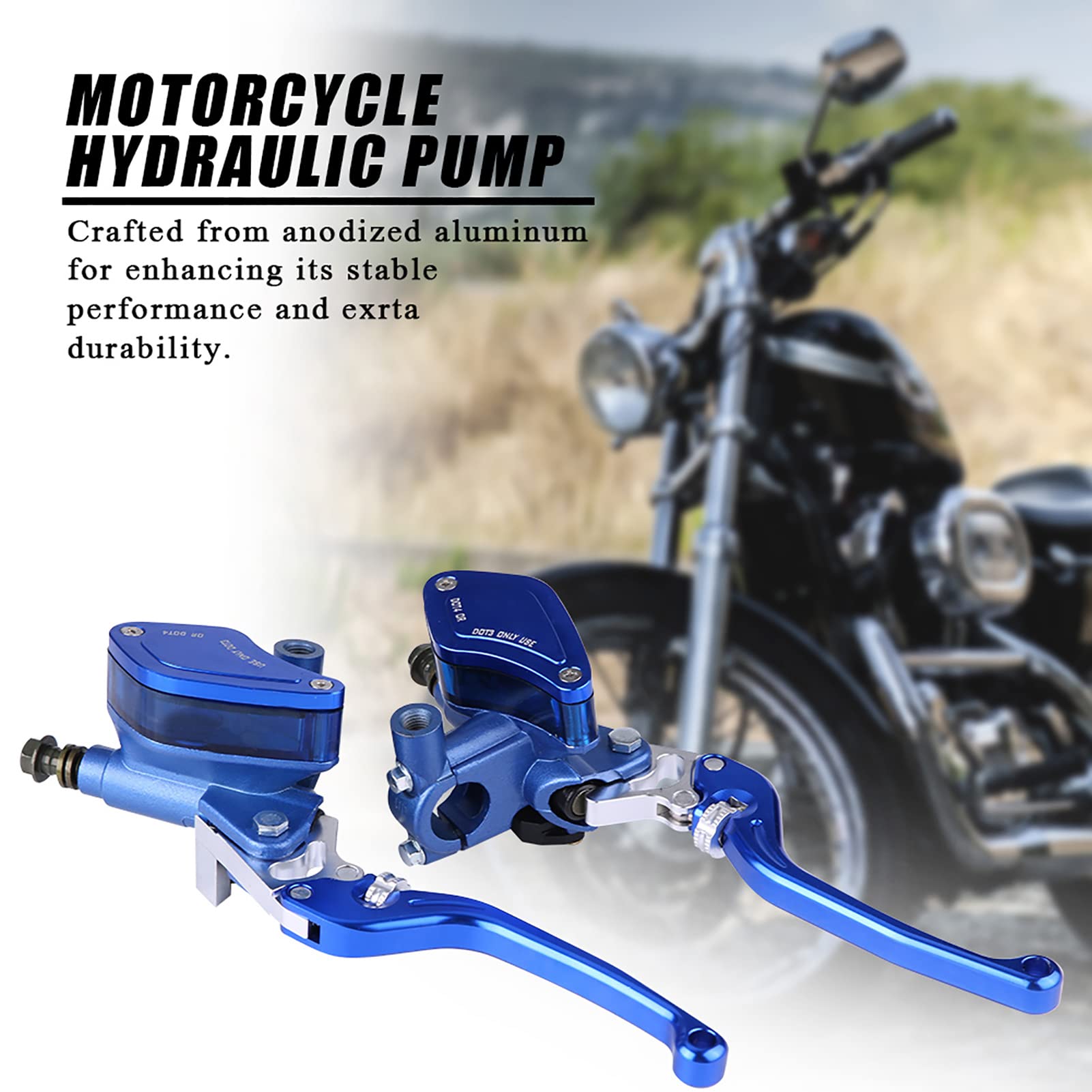 Coppia di leve regolabili CNC da 22 mm per pompa freno idraulica e cilindro maestro frizione, per ricambi moto (blu)