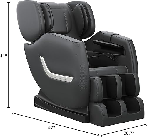 Miniatura 3 de FOELRO Silla de masaje de gravedad cero Shiatsu reclinable de cuerpo completo con calefacción de espalda y rodillos de pies Masaje negro