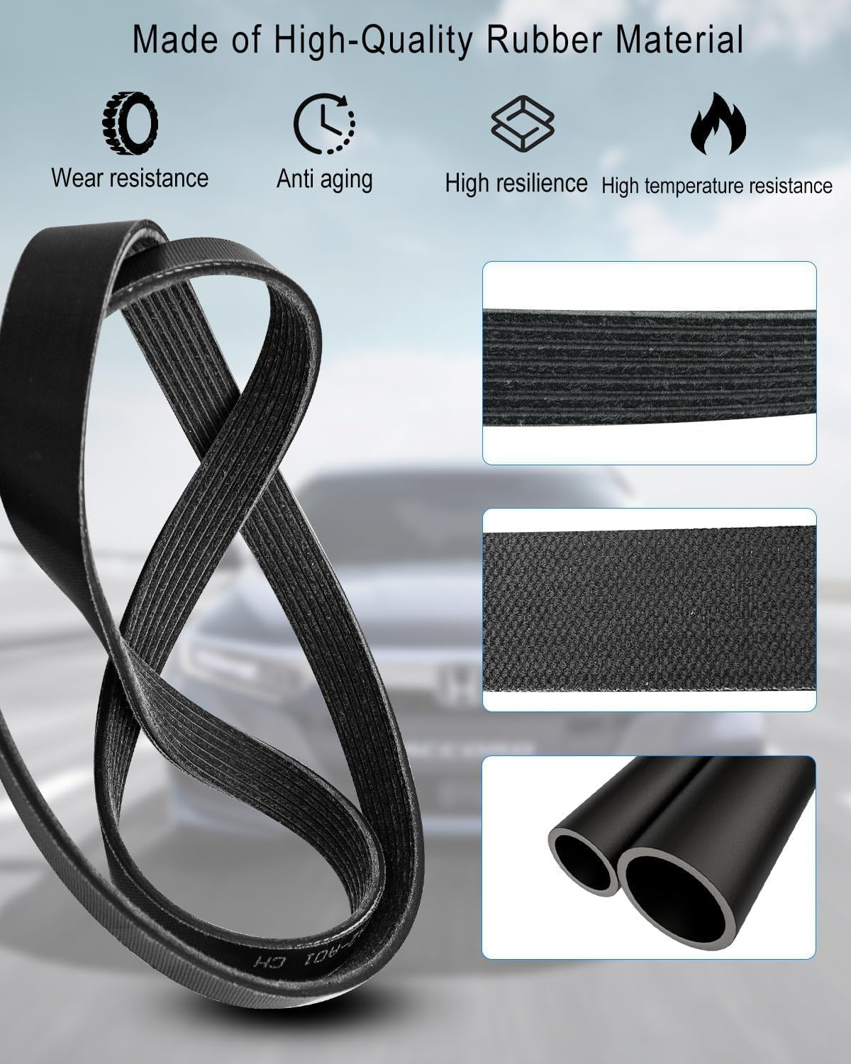 31110-5A2-A01 Alternator Belt Replacement Fit for Honda Accord 2013 2014 2015 2016 2017, Alternator Generator Drive Belt