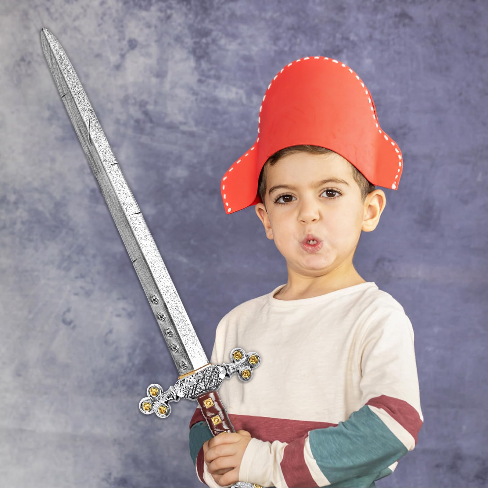 Spinosaurus 27.5"" Mittelalter Ritterschwert Kinder Wikinger Schwert Fasching Kreuzritter LARP Lang Schwert Ritter Kostüm Kinder für Halloween (Rosette)