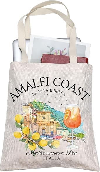 TOBGBE Italy Lemons Canvas Bag Amalfi Coast Italy Idea Gifts For Italy Travel Lover Italy Souvenir Gift Coast Tote