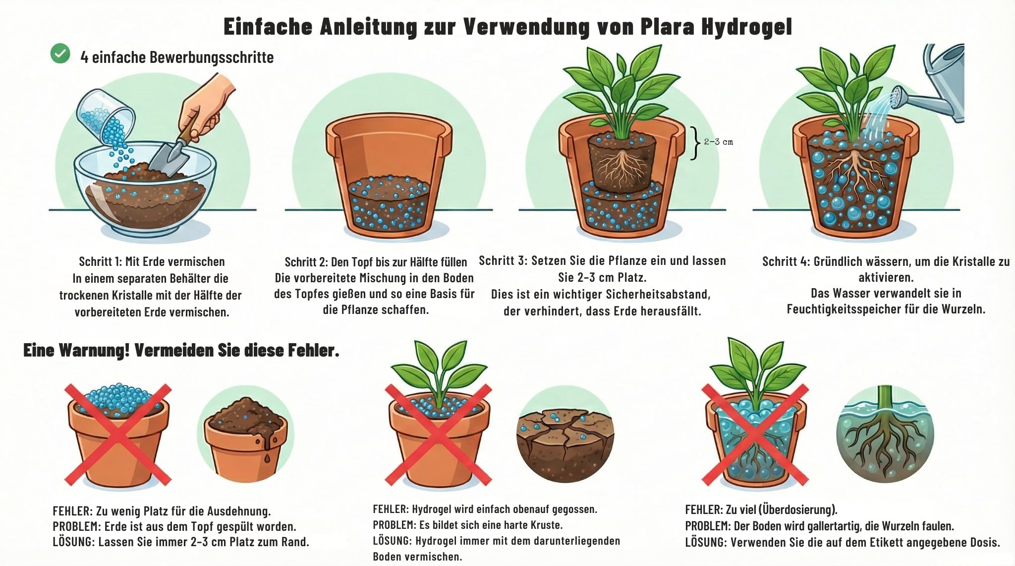 Hydrogel 2KG für Wasserspeicher für Pflanzen | Feuchtigkeitsregelung Fürpflanzen Substrat | Wasserspeicher Granulat | BIO Superabsorber Granulat für Langsame Wasserabgabe