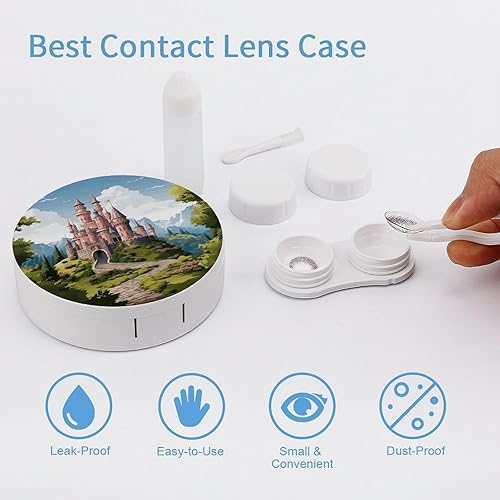 Miniatura 3 de Estuche para lentes de contacto, estuche de viaje con diseño de castillo de cuento de hadas, caja de contacto con solución de espejo, aplicador de