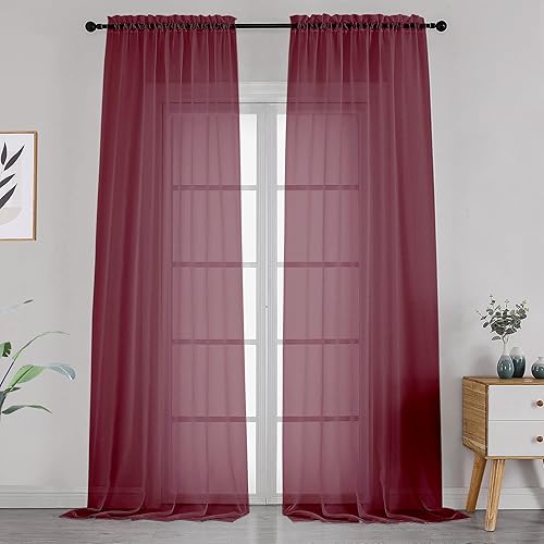 Miniatura 177 de OVZME 2 paneles de cortina traslúcidas para ventana, 96 pulgadas de largo, para dormitorio, diseño de bolsillo superior para cortinero, tratamiento