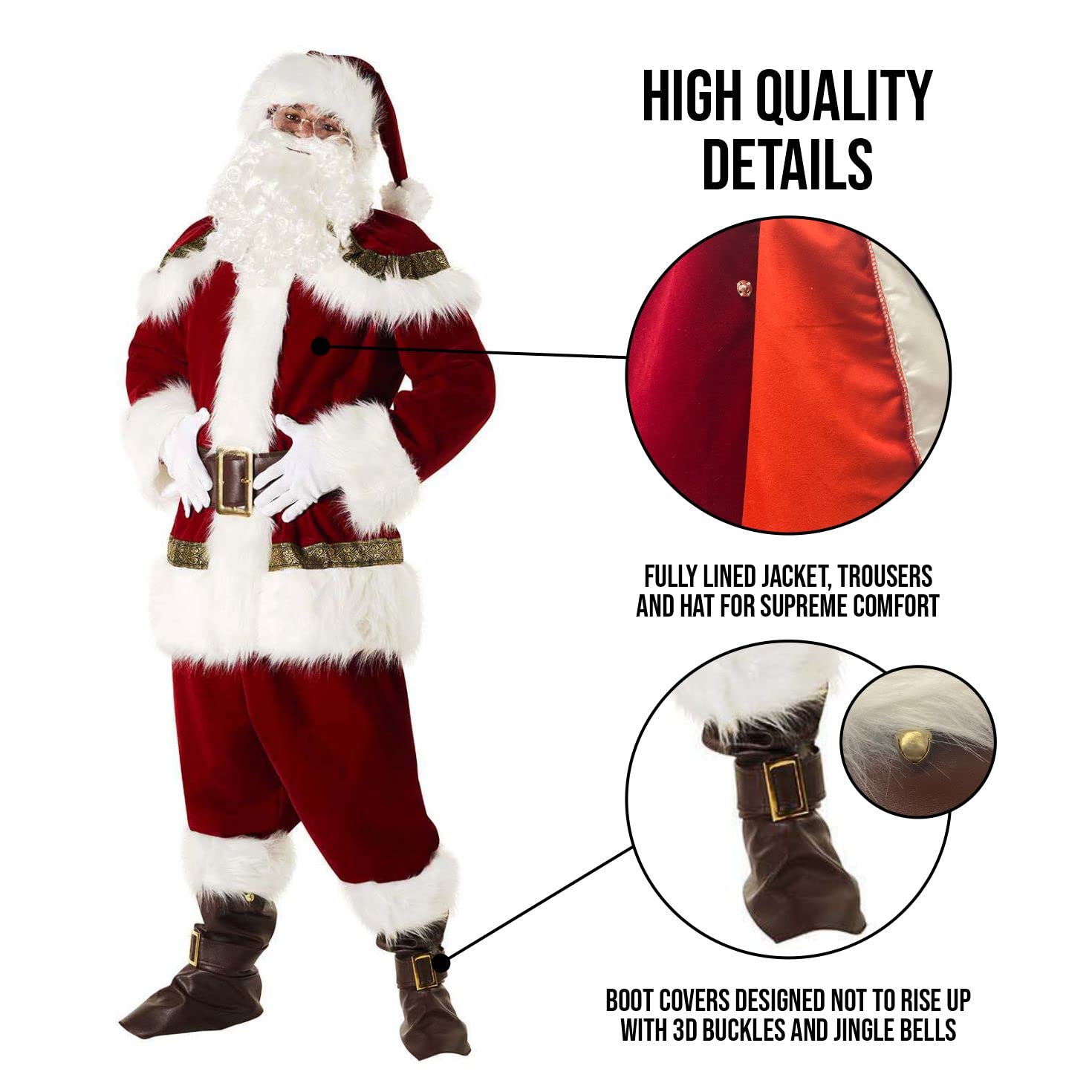 サンタクロースの服装大人のサンタのお父さんのスーツ男の婦人の金糸の