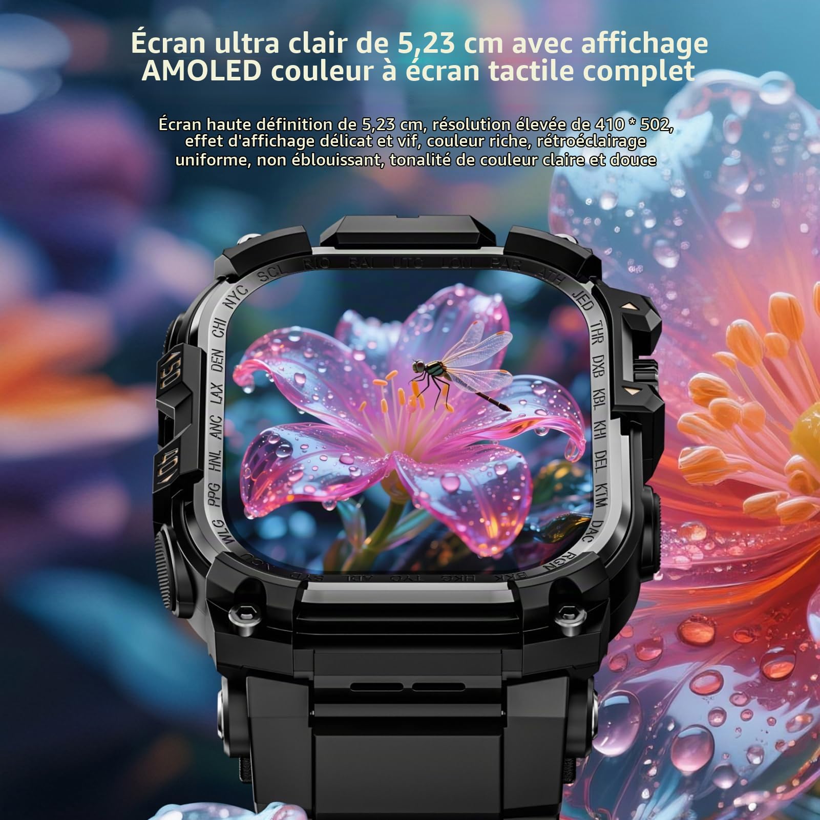Lazmin112 Montre Connectée Android avec Carte SIM 4G, Écran Tactile 2,06 Pouces, 3 Go + 32 Go, WiFi, GPS, Bluetooth, NFC, Suivi des Activités Physiques Et Santé, Call, SMS, Photo (Black)