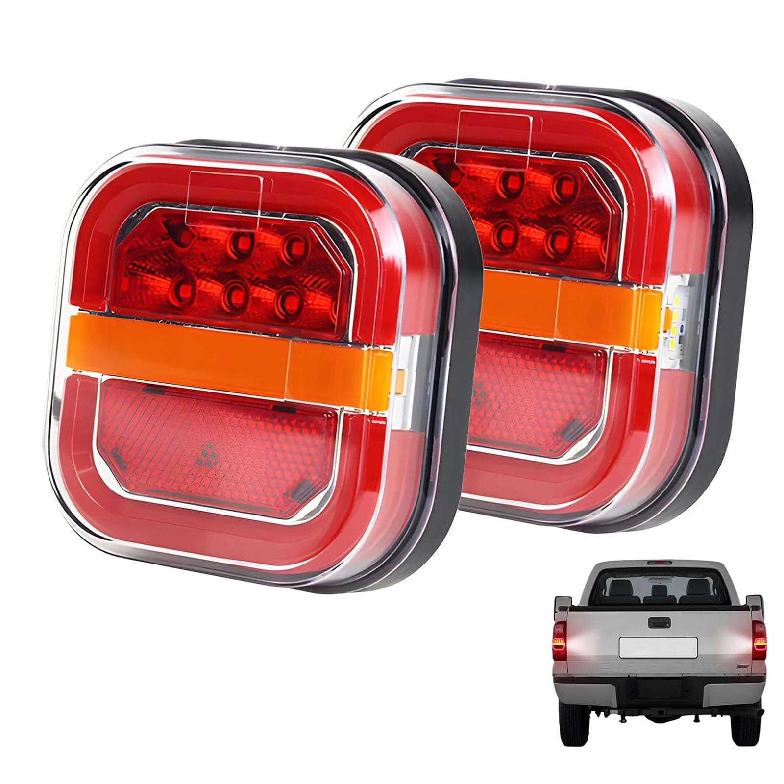 Feux De Remorque Arrière 2pcs 12V - 36V Led Remorque Feux Arrière Clignotants Freinage Drive Light Fonction Imperméable à l'Eau 210mm Câble Indicateur Pour Remorque Caravane