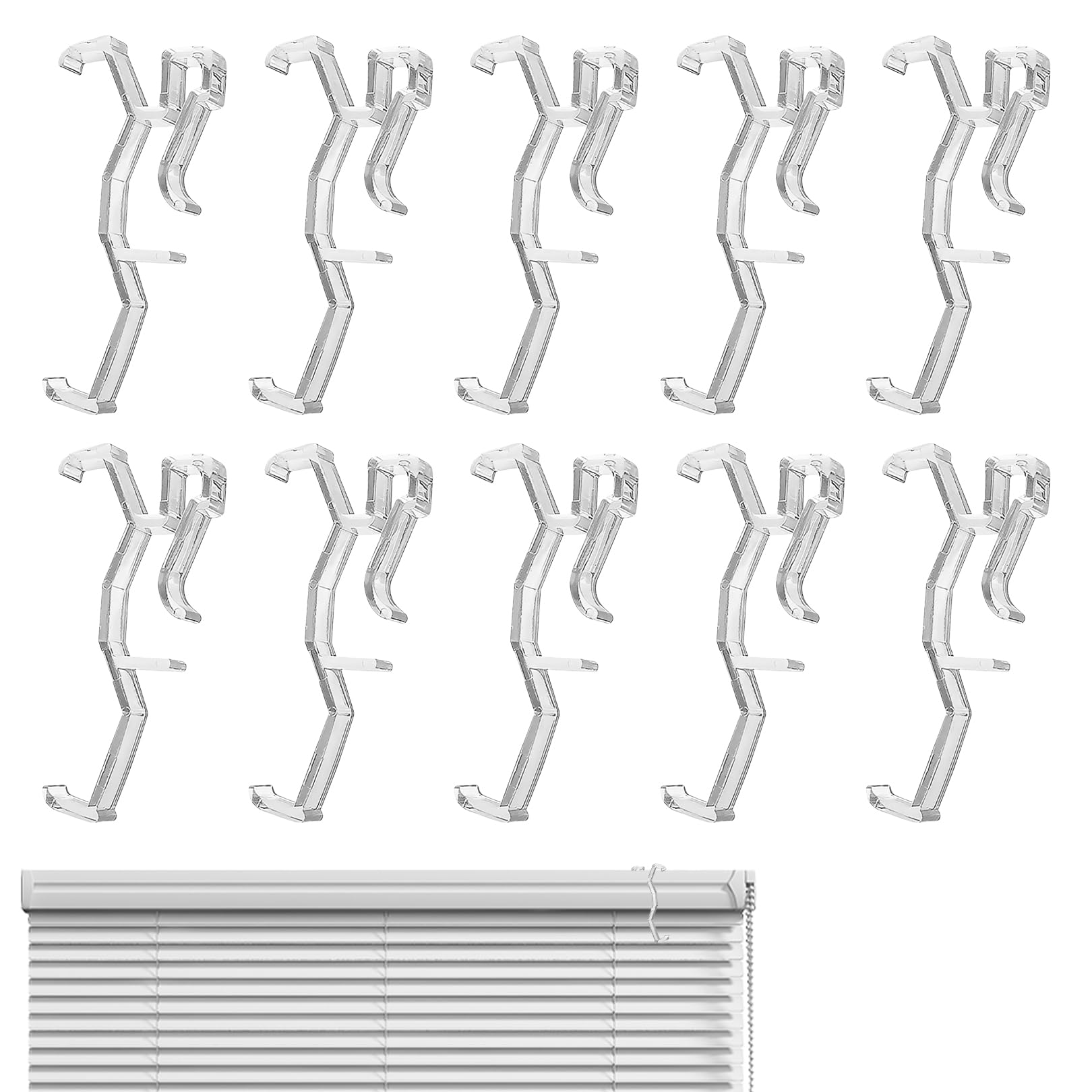 10 Pcs Valance Clips,2.5'' Clear Plastic Retainer Holder Clip for Window Blind Valance,blind clips,blind clips top fixing for Horizontal and Faux Wood Blinds