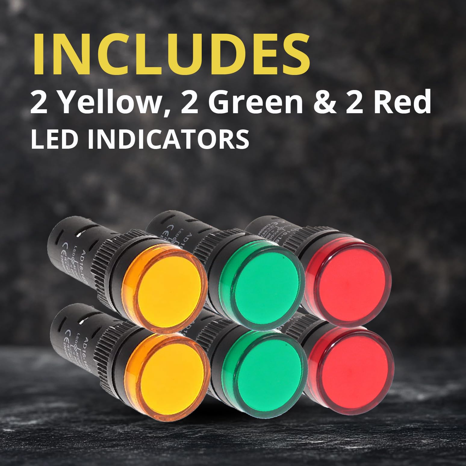 Panel Mount LEDs 6-Pack 24V LED Indicator Lights - 22mm Mounting Hole ...